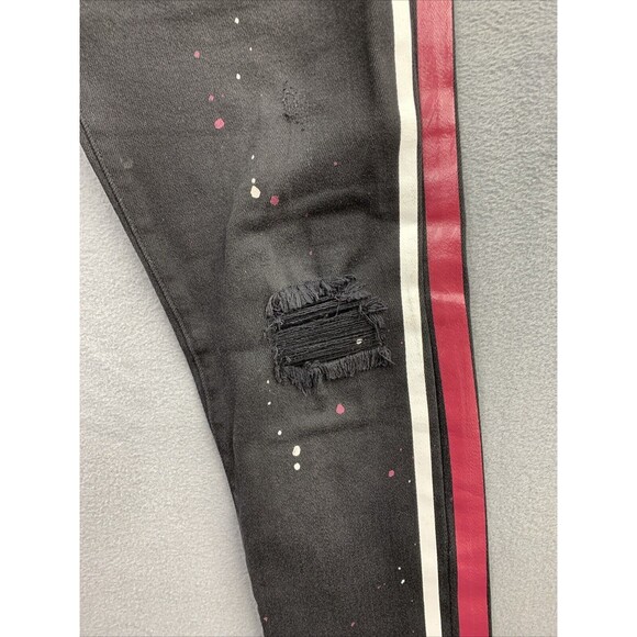 Reelistik NYC Denim Jeans Men's Size 32 Black Wash Racerstripe Paint Splash - Picture 10 of 16